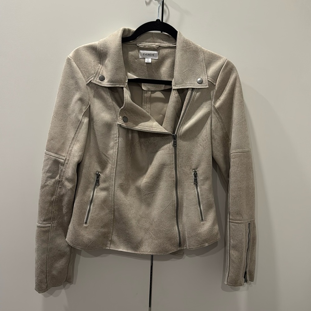 Evereve Taupe Suede Moto Jacket